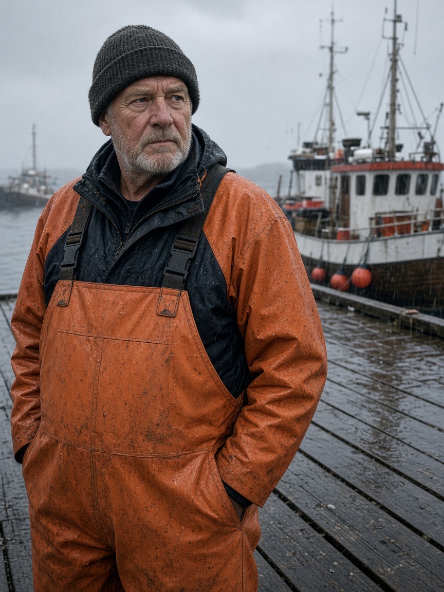 Portrait, fisherman on the quay