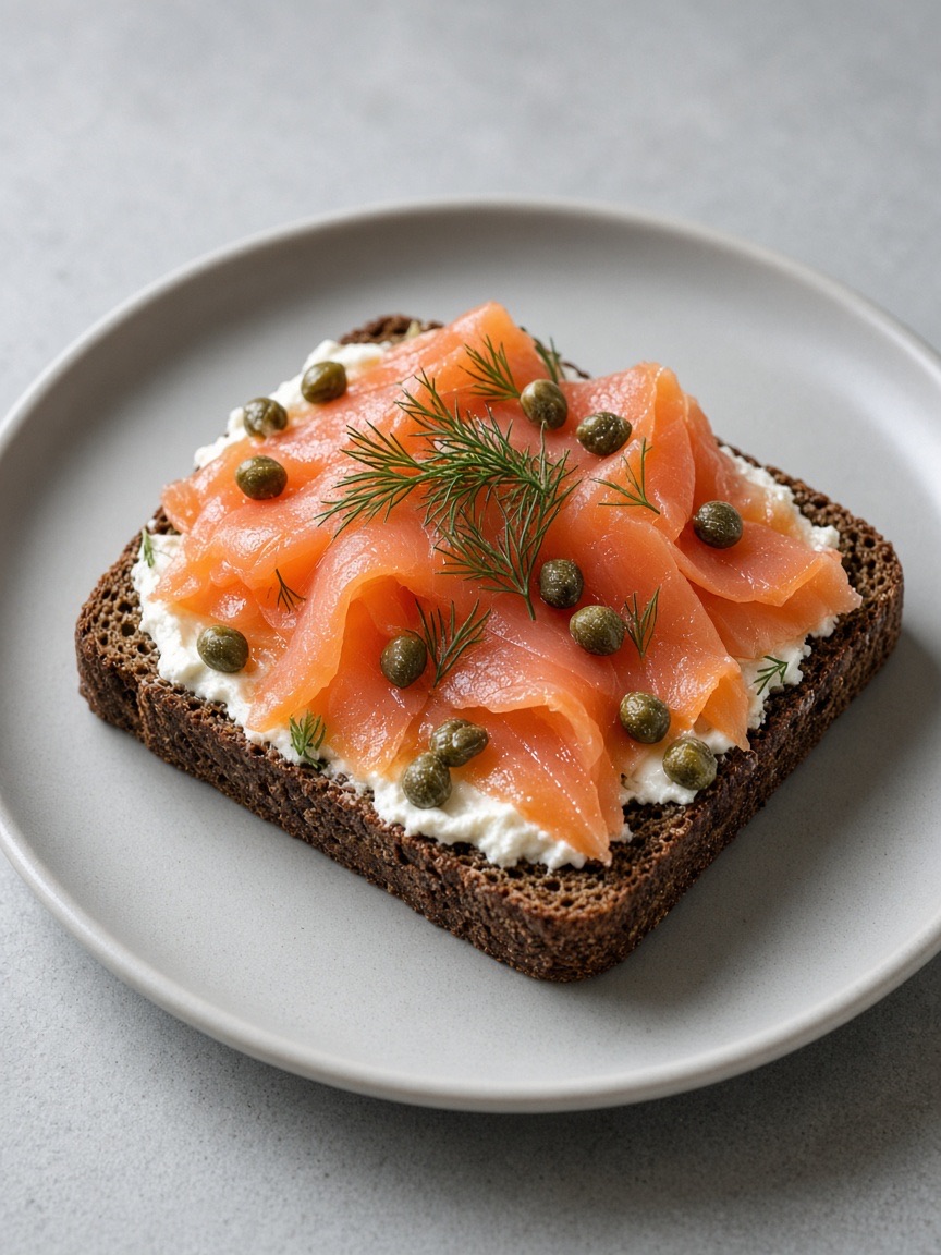 Food, smoked salmon, rye